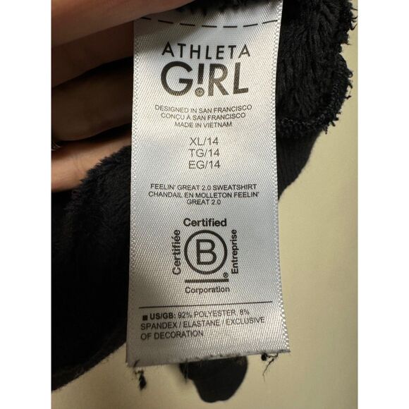 ATHLETA GIRL Feelin' Great 2.0 Sweatshirt, Black, Sz XL (14) - Picture 9 of 11